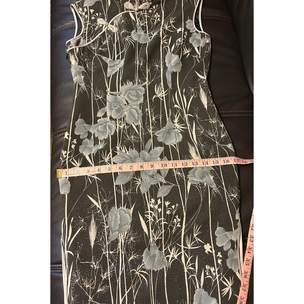 Asian Style Flora Midil Dress. Black/Gray/Silver. Women's Size Small - Picture 10 of 11